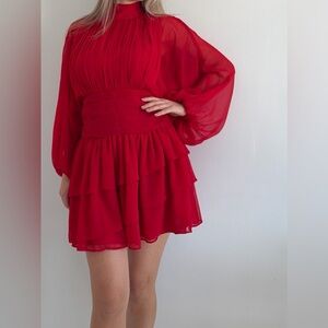 Express Scarlet Red size 4 Balloon sleeves Cocktail Party Date dress
